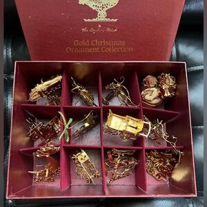 VTG 80s-90s Danbury Mint 23kt Gold Christmas Ornaments Lot of 12 w/Box
